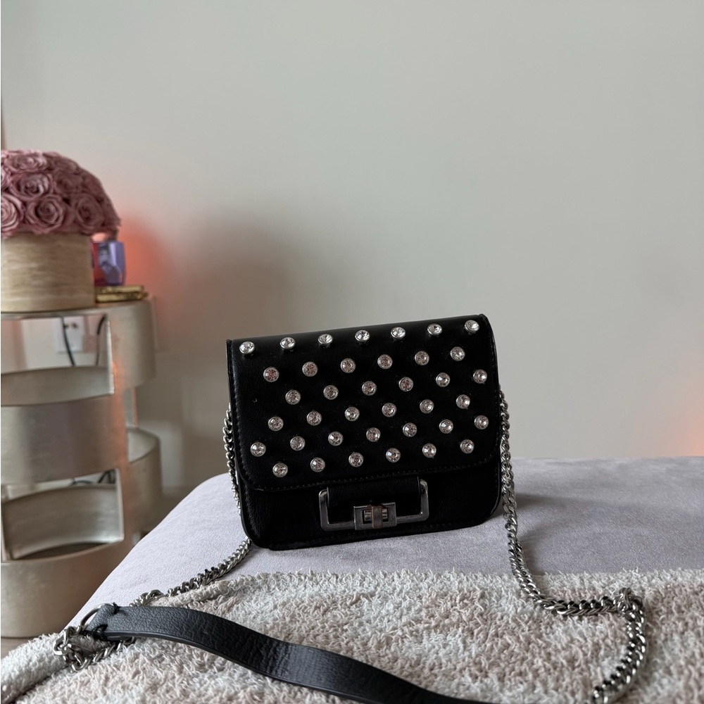 Zara Black Crossbody Bag with Silver Studs